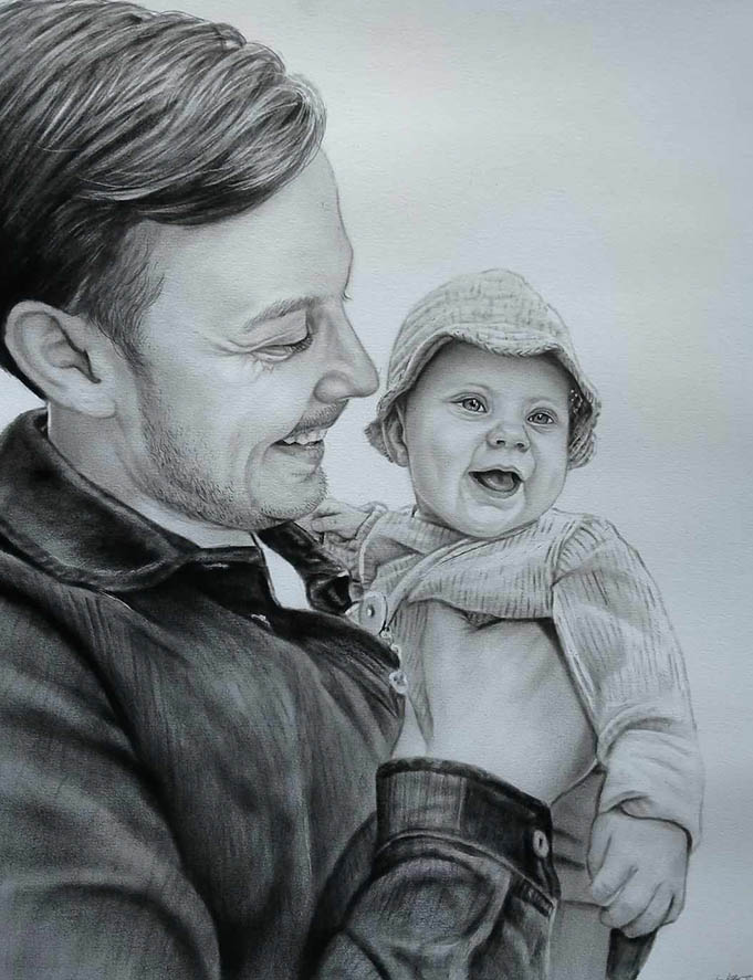 Tegning af far og datter